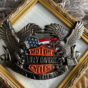Harley-Davidson Baron Brass Belt Buckle vintage Born in the USA